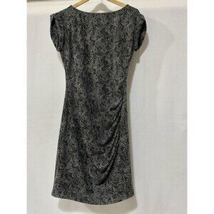 ANN TAYLOR CHEETAH PRINT STRETH RUCHED KNIT SHORT SLEEVE DRESS SIZE 8